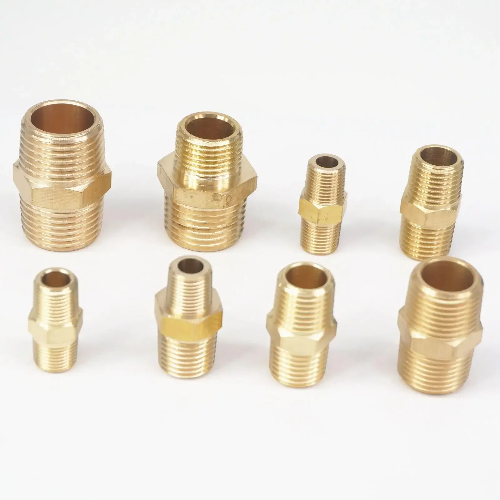 

1/8" 1/4" 3/8" 1/2" NPT Male Hex Nipple Reducer Reducing Brass Pipe Fitting Connector Adapter Max Pressure 229 PSI