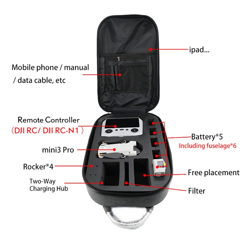 Drone Backpack Crust Case Hard Shell Waterproof Bag Accessories Battery Handbag Portable Case For Dji Mini 3/mini 3pro Drone