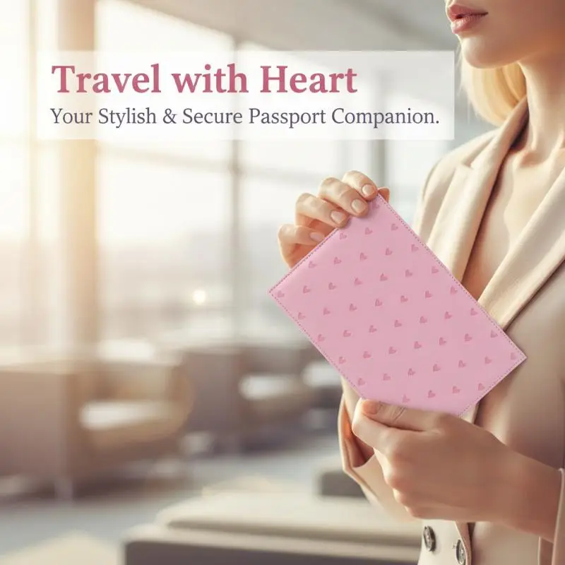 Love Printed Passport Protective Cover PU Leather Portable Travel Passport Case Cute Wallet Purse