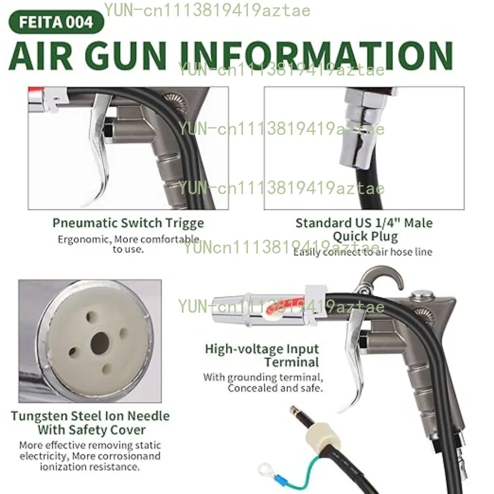 Anti-static Ion Air Gun Static Eliminator Equipped with SL-007 High Voltage Generator, 110V & 220V Optional