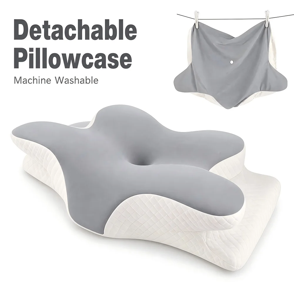 Memory Foam Pillowcase Cervical Pillowcase Pillow Protector Standard Size Only Cooling Fabric Portable Home Use, Pillowcase Only