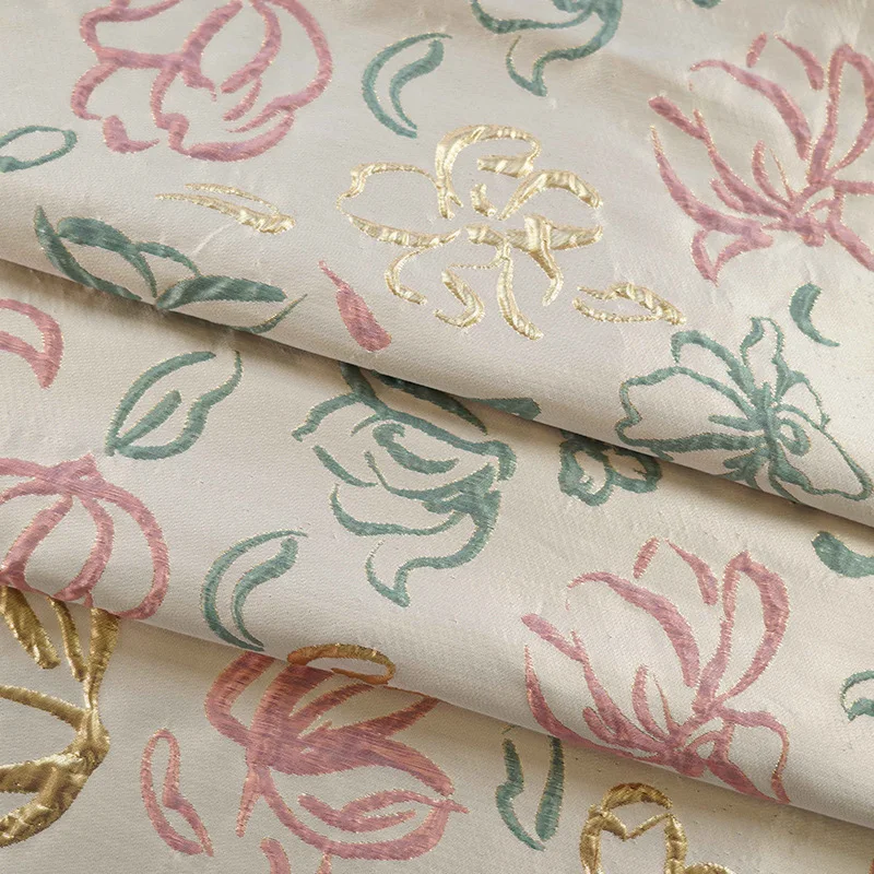 Yarn-dyed Jacquard Fabric Spring Autumn Flowers Women\'s Dress Pillow Curtain Case Bag Fashion Sewing Wholesale Cloth