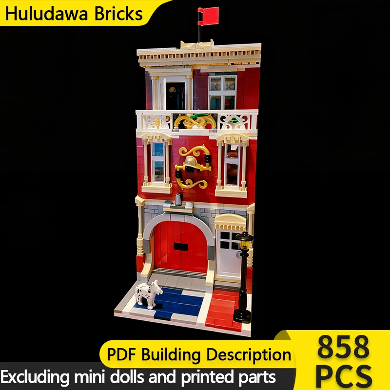 

Модель City Street View MOC, строительные кирпичи, центр пожарной станции, модульная технология, детские праздничные подарки, сборные игрушки, костюм