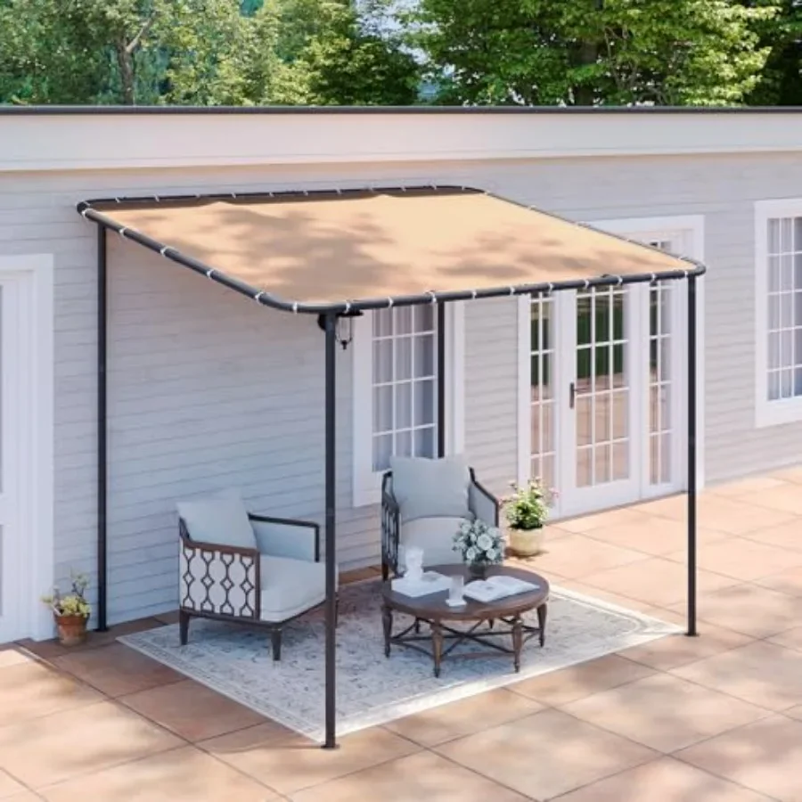 Lean-to Gazebo, Sloped Roof Pergola Porch Canopy Awning for Patio
