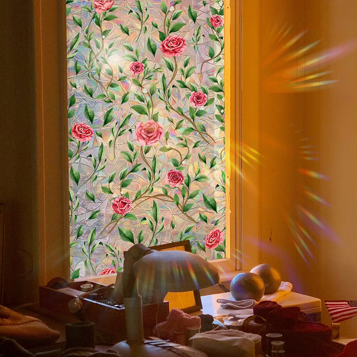 

Green Plant Sunlight Electrostatic Sticker Double-sided Visual Window Glass Decorative Sticker