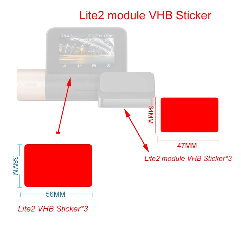 For 70mai Dash Cam Lite 2 & A500S Electrostatic Sticker for 70mai M200 Car DVR VHB Sticker holder 3pcs