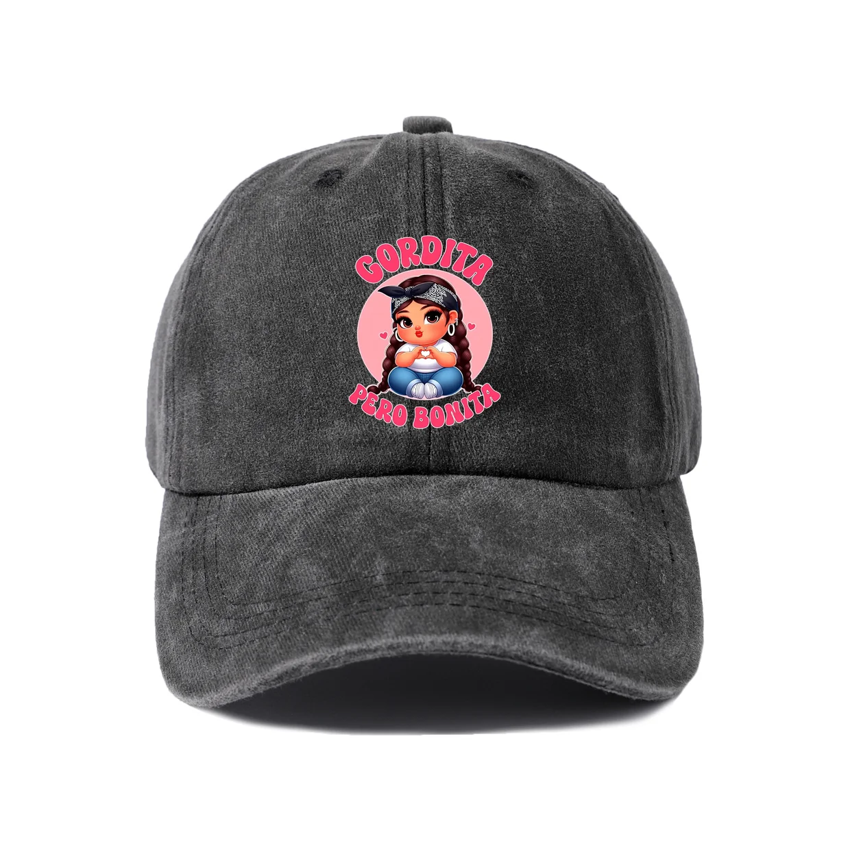 Pink Halloween Woman Graphic Baseball Cap, Vintage Washed Adjustable Unisex Dad Hat, Streetwear Gift