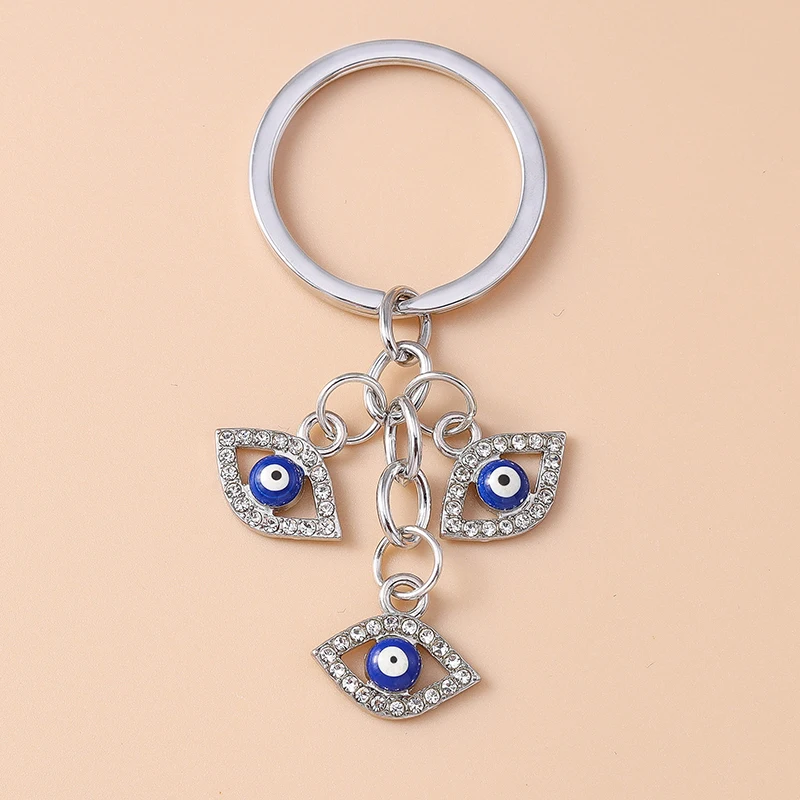 Fashion Lucky Evil Eyes Keychain Crystal CZ Key Ring Pendant for Women Girl Handbag Decor DIY Key Chains Jewelry Gifts