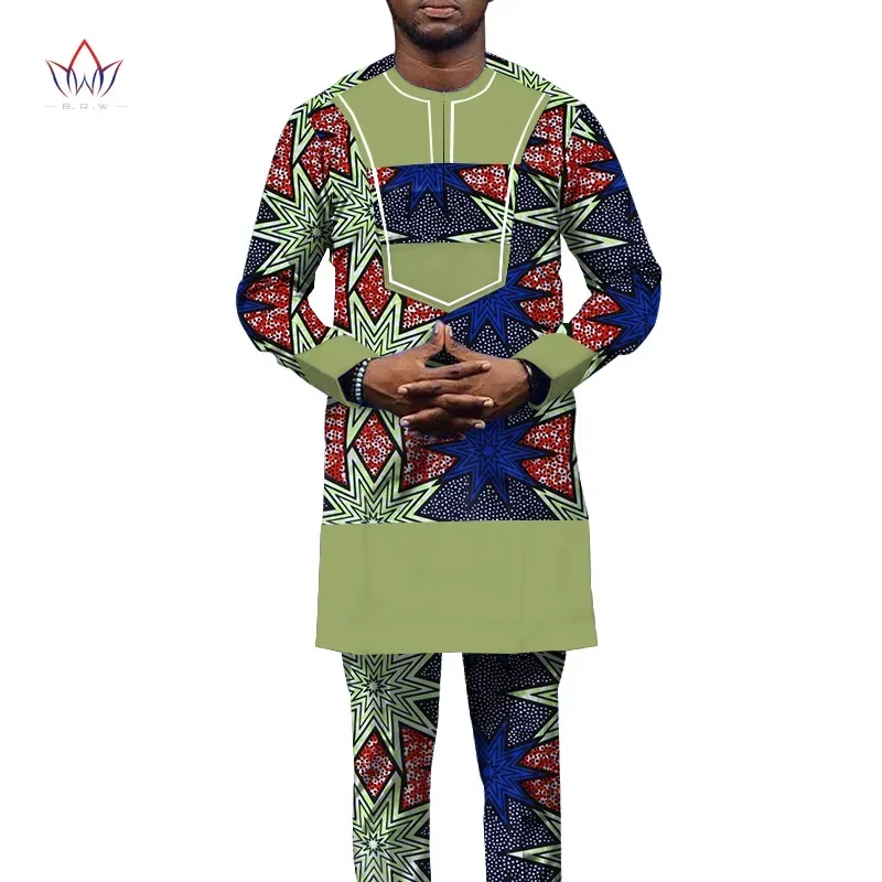 Stock Size Low Price Mens African Clothing African Clothes Men\'s Shirts and Pants 2 Piece of Sets Dashiki Outfits WYN1448