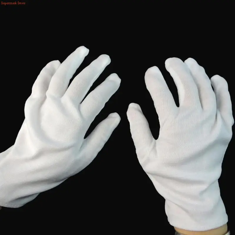 Q5WE Stitched Cotton Gloves for Formal Tuxedo Jewelry Inspection White Gloves for Men