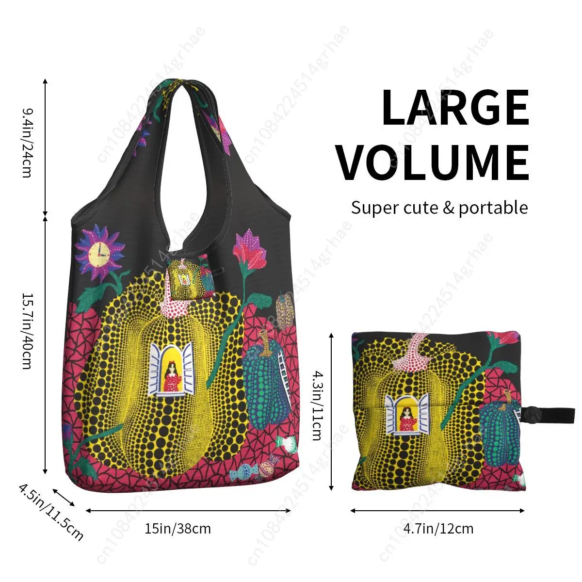 Tas Belanja Abstrak Kustom Yayoi Kusama, Tas Bahu Fashion Shopper, Tas Jinjing Kapasitas Besar, Tas Tangan Portabel