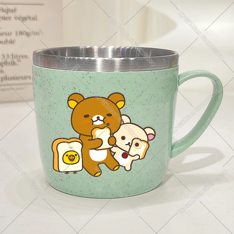 Rilakkuma Bär Kinder-Milchbecher Niedlicher Cartoon Edelstahl-Trinkbecher für Jungen und Mädchen Schüler-Frühstücks-Kaffeebecher