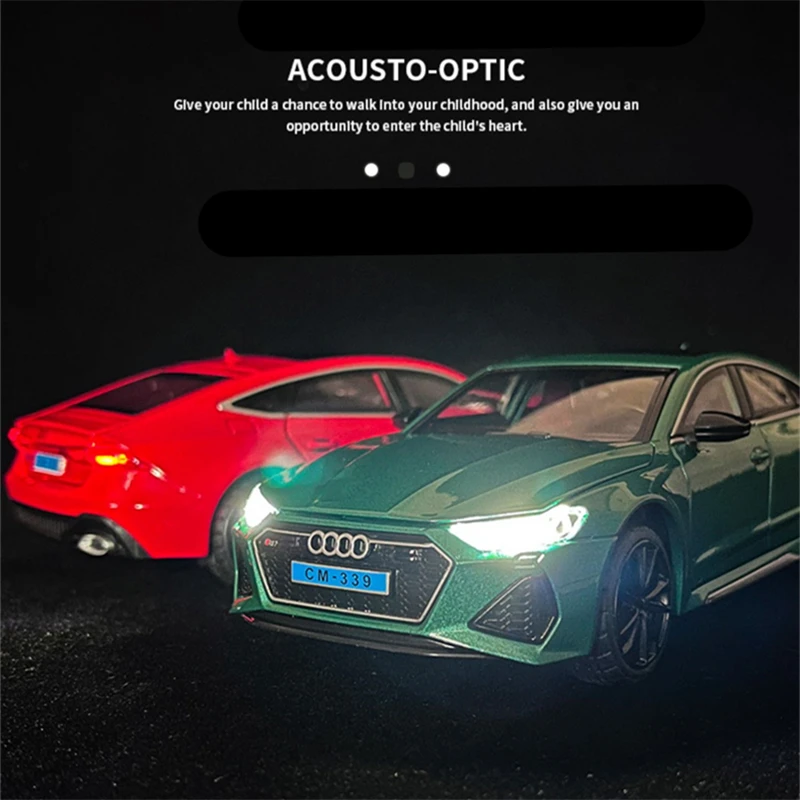 1:24 AUDI RS7 Coupe Alloy Car Model Diecasts & Toy Vehicles Metal Car Model High Simulation Sound and Light Collection Kids Gift