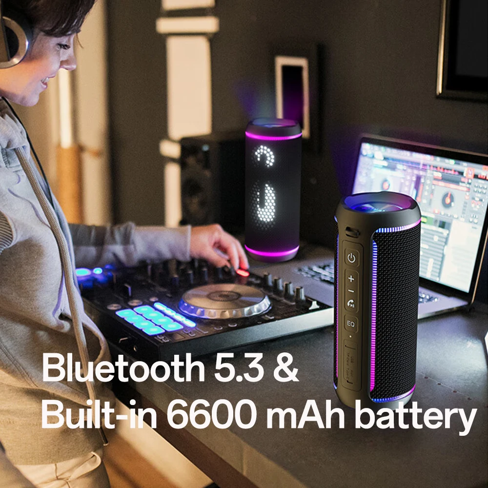 Ohayo X30 Bluetooth Speaker Enhanced Bass Waterproof Portable Speaker with Colorful Lights Show,Outdoor Camping Party equipment