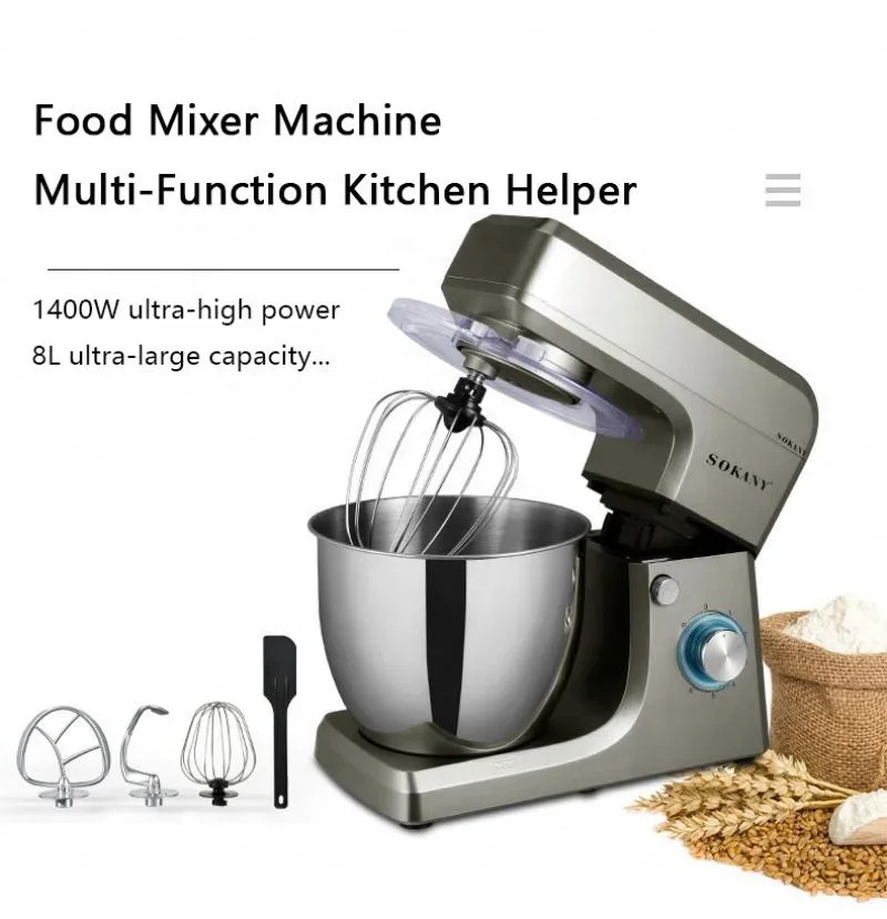 Professional Rotating Stainless Steel 8L Bowl Heavy Duty Food Cake Stand Mixer