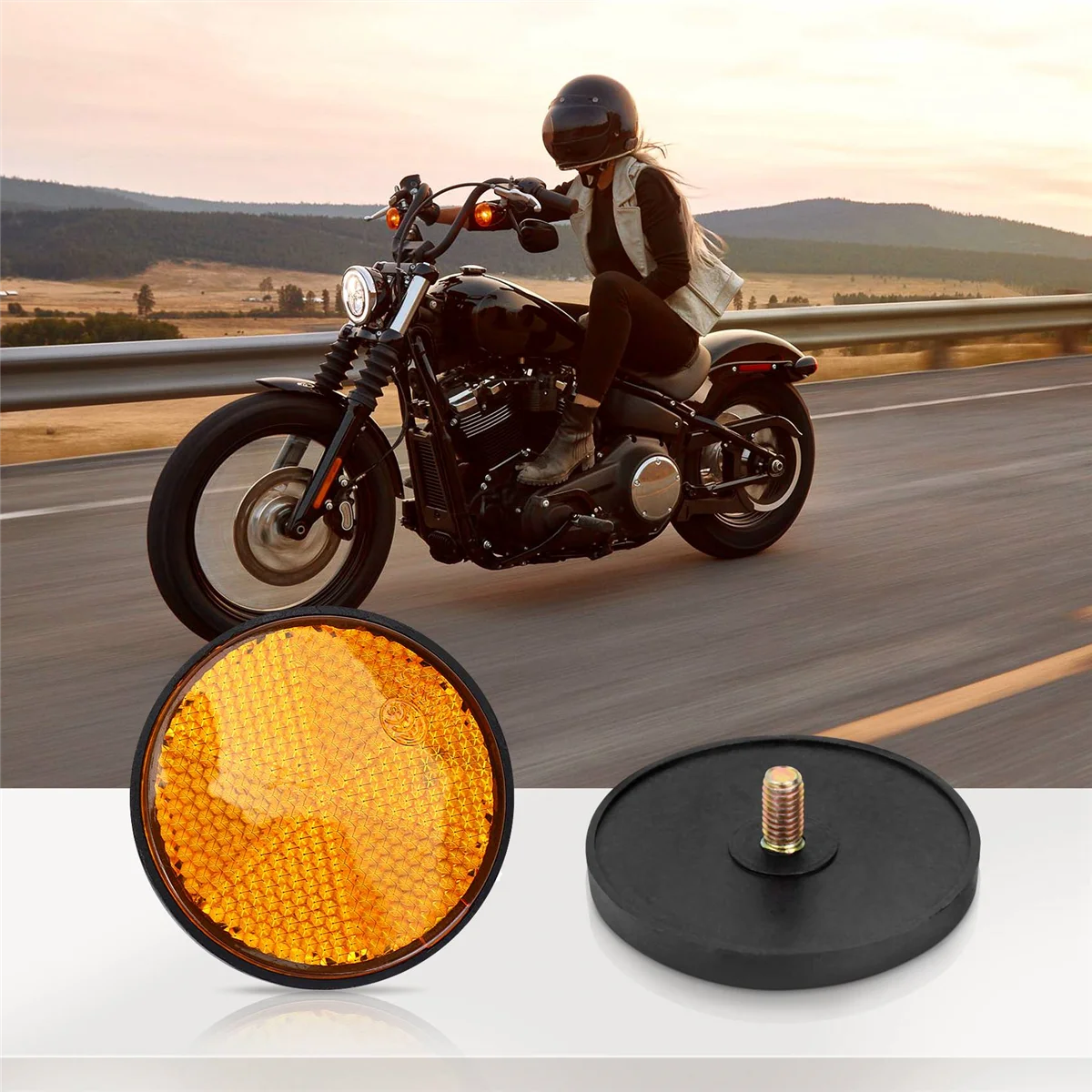 

2pcs 2" Round Orange Reflector Universal For Motorcycle ATV Dirt