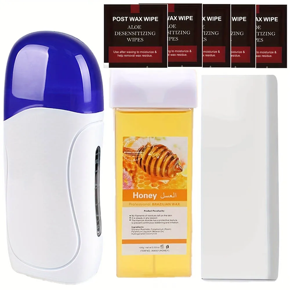Immagine 7: Kit ceretta roll-on per donna uomo con sensibilità Include 1 cartuccia di cera 50 strisce di cera 5 salviette Uso tensione 110 V