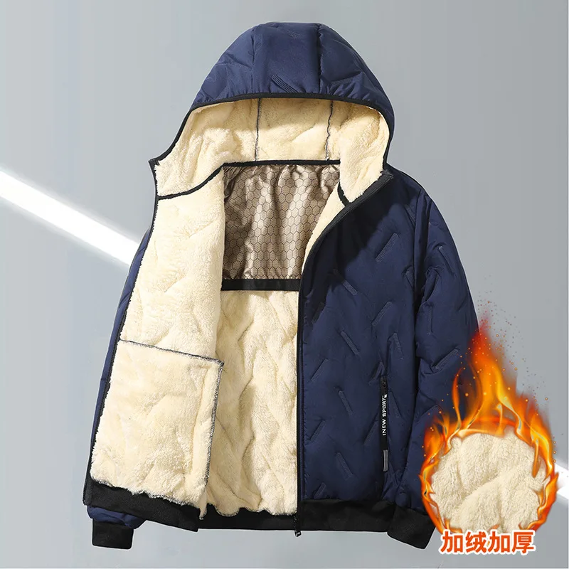 Cappotto invernale da uomo in lana di agnello più giacca in cotone ispessito in pile con grafene