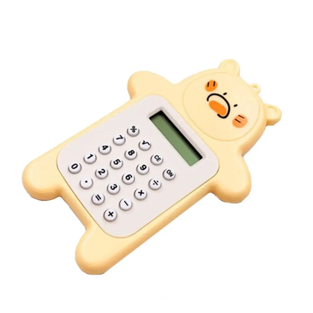 Electronic Calculator Adorable Bear Shape Plastic Lively Face Calculator with Hanging Hole Office