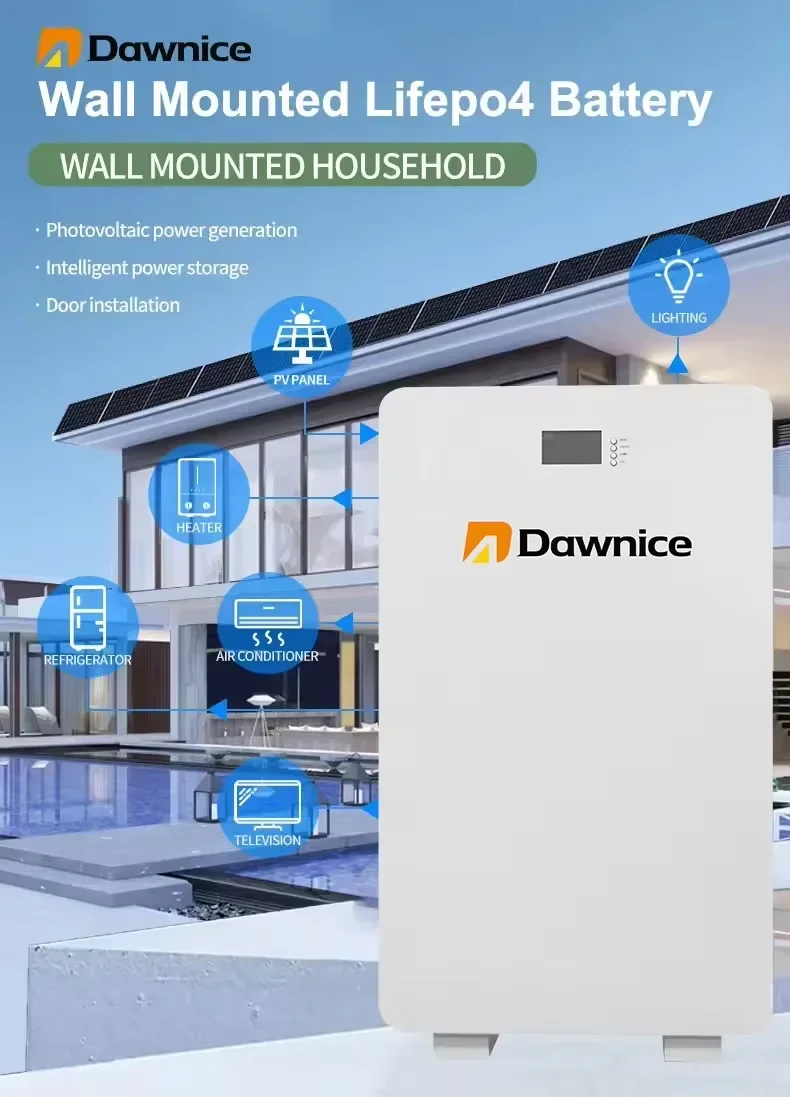 Dawnice 5kw 10kw 16kw 48V 51.2v 100Ah  200Ah home energy storage  Battery Power Wall-Mounted Lithium Ion Battery