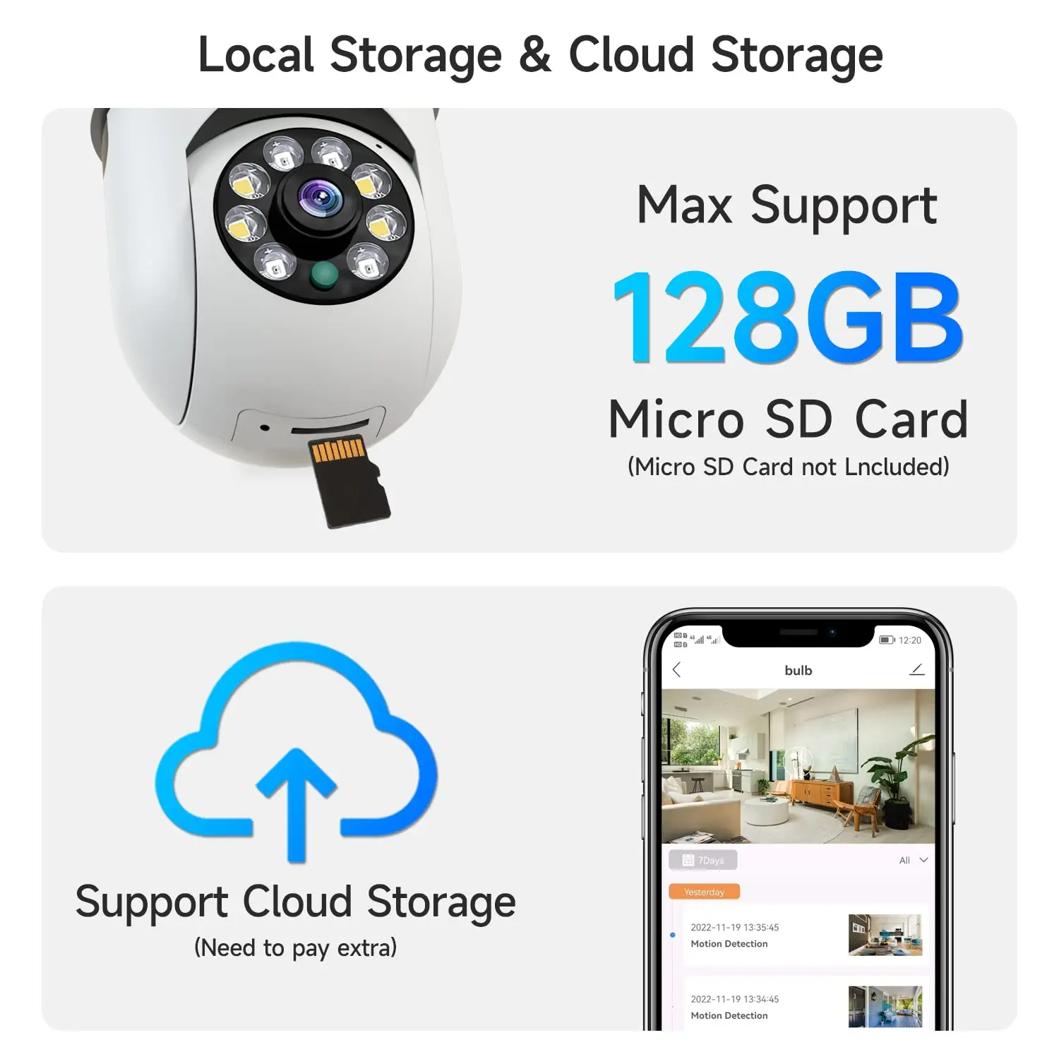 XVIM 3MP 무선 와이파이 전구 카메라 E27 보안 360도 팬 양방향 오디오 풀컬러 야간 투시 실내 동작 감지