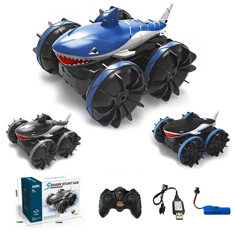 New Four-Wheel Drive Amphibious Shark Stunt Car Gesture Sensing Remote Control Drift Car Model For Teenagers Toy Fun Boy'S Gift