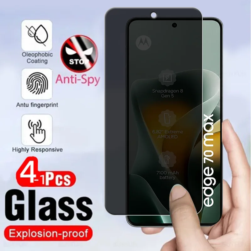 4/3/2/1 Stück für Moto Edge 70 Max Glas Motorola Moto Edge 70 Max Glas Sichtschutz Anti-Spionage Displayschutzfolie Moto Edge 70 Max