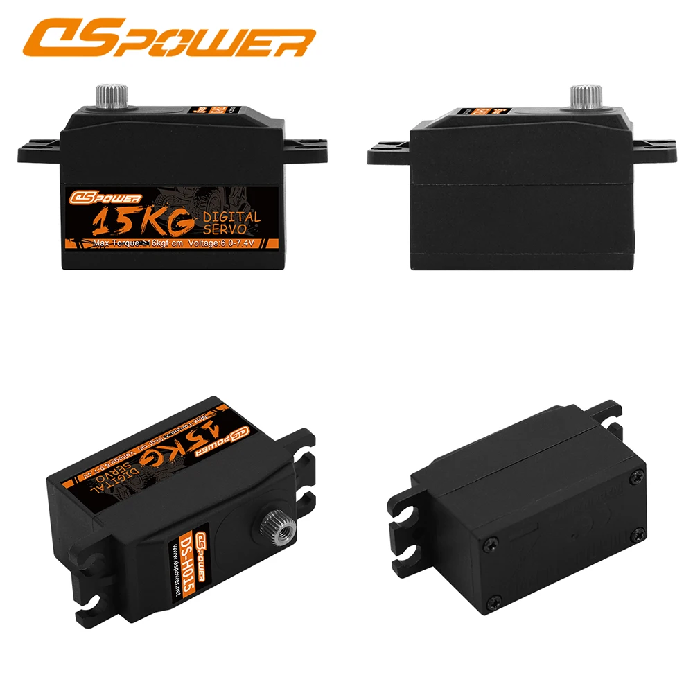 DSPOWER 15KG Metal Gear Digital Servo Short Body Standard Large Torque Low Profile for 1/8 1/10 RC Car Robot Arm Axial Airplane