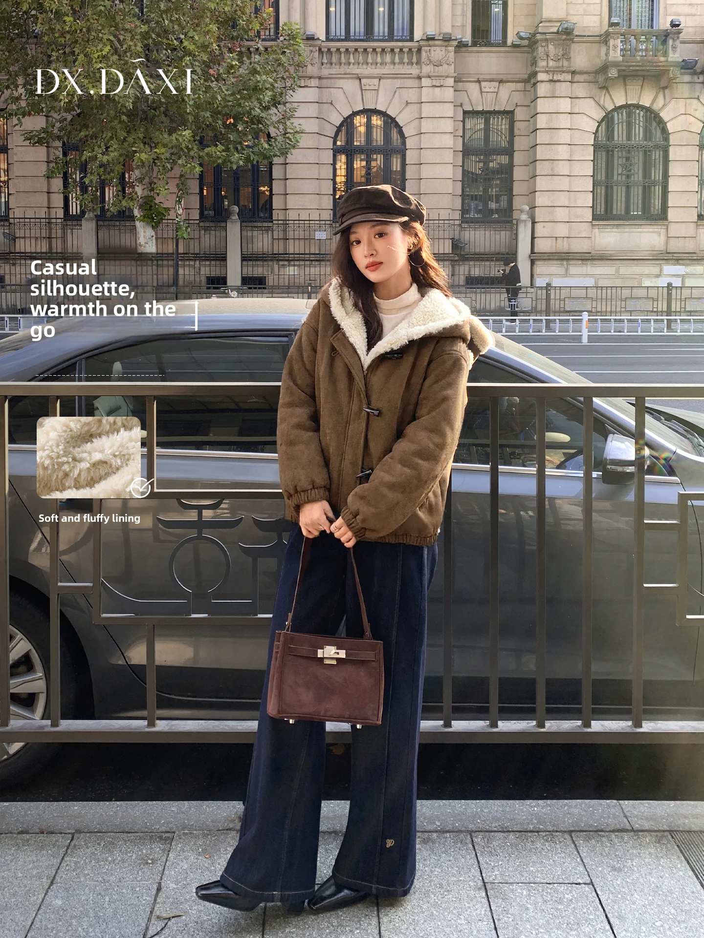 

Korean Sle Women's ort Thiened Fce Lined Winter Coat Leather And Fur Jaet Dae Dahu Forest Series Casual Outerwear