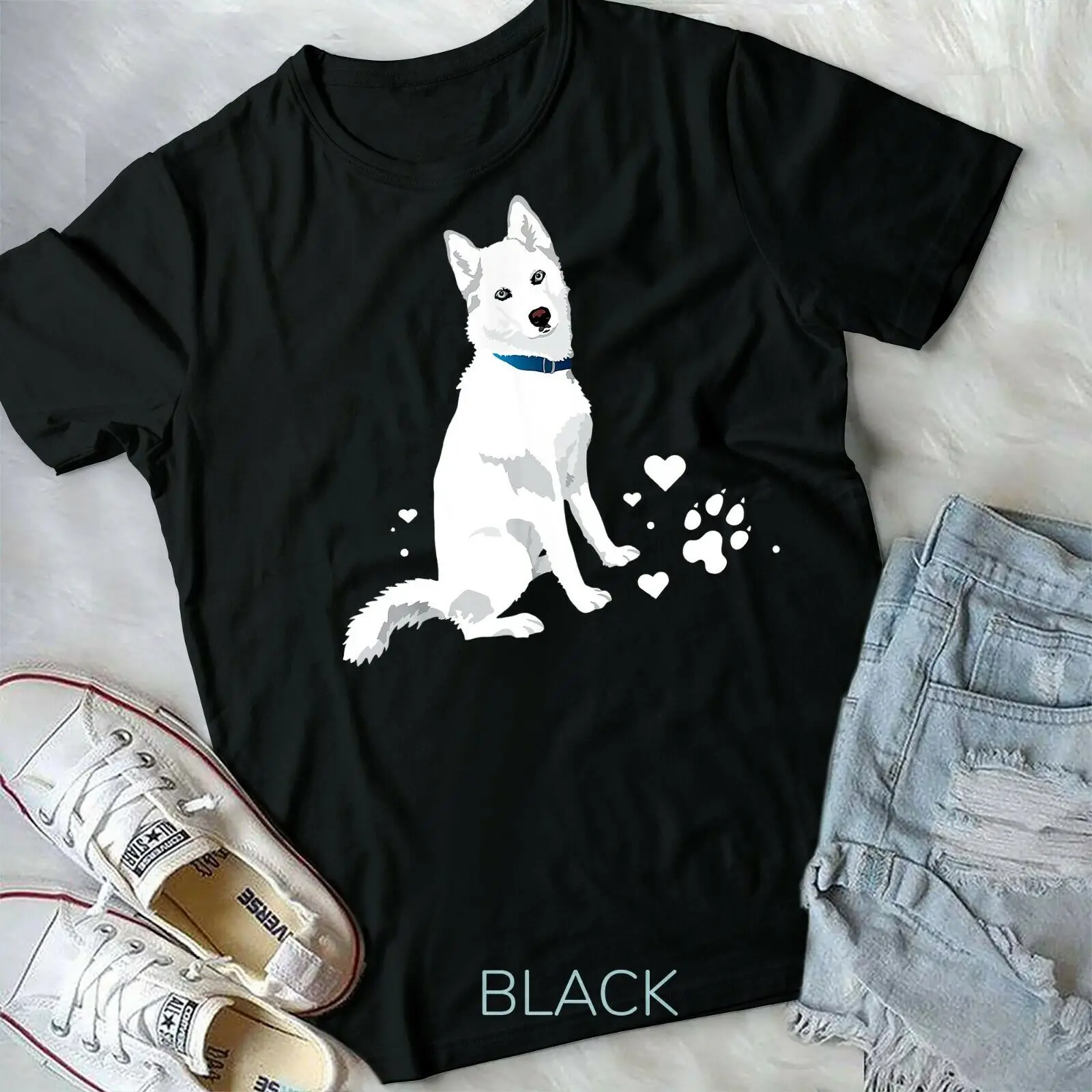 Cute white Siberian Husky - sweet white Snow dog - Unisex Form T-Shirt