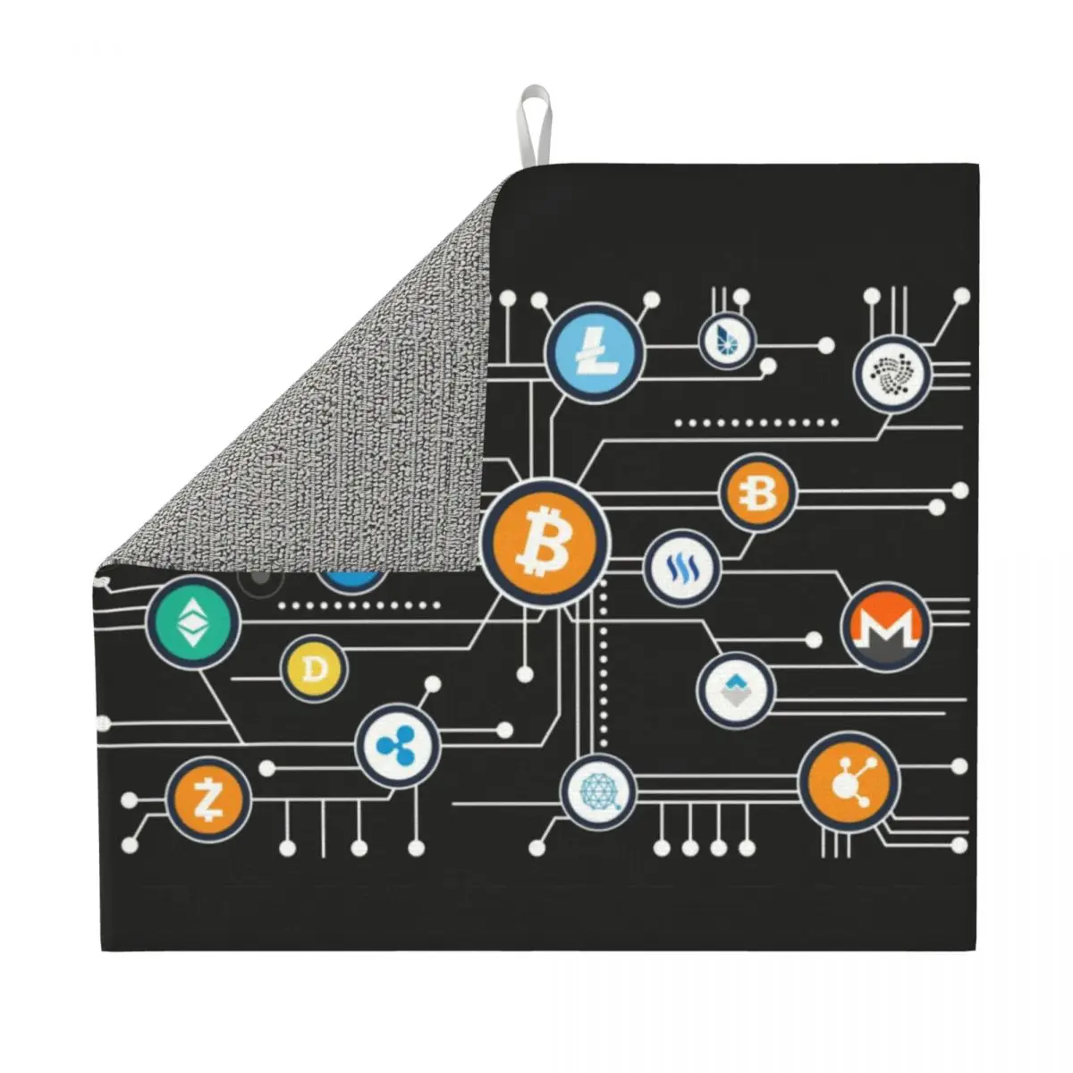 Cryptocurrency Bitcoin Altcoin Blockchain Logo Dish Drying Pad Custom Absorbent Ethereum Microfiber Fast Dry Drainer Mats