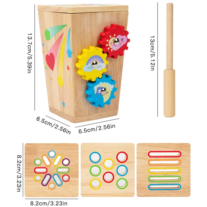 صندوق فرز الألوان الخشبي متعدد الوظائف 5 في 1 التعرف على الألوان في مرحلة الطفولة المبكرة والمهارات الحركية الدقيقة ولعبة تعليمية معرفية #6
