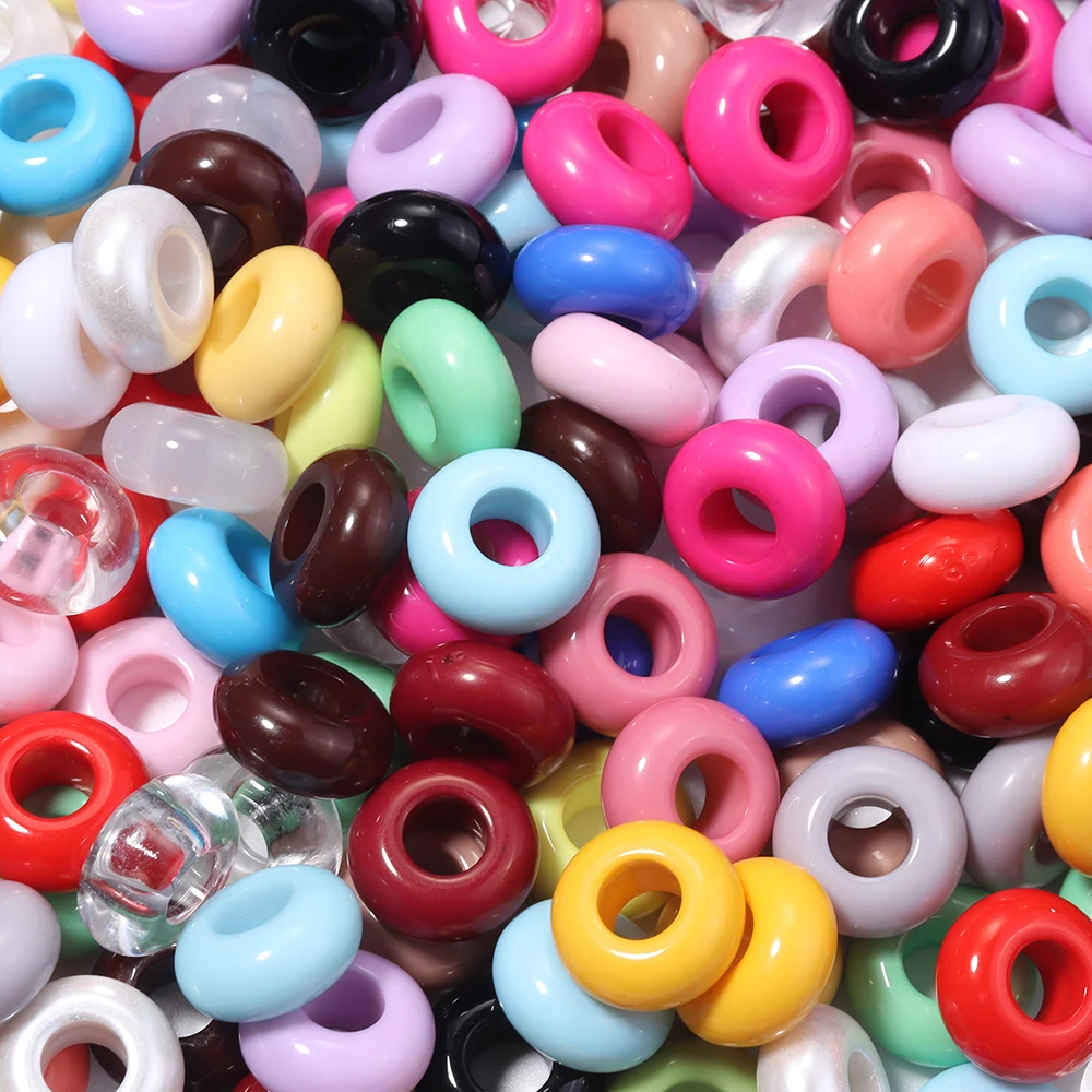 50 Stück/Set, gemischte Farben, matte Acryl-Abstandsperlen, große Lochperlen, Rad- und Abakusperlen für die Schmuckherstellung, DIY-Armband- und Halskettenzubehör – Detail 10