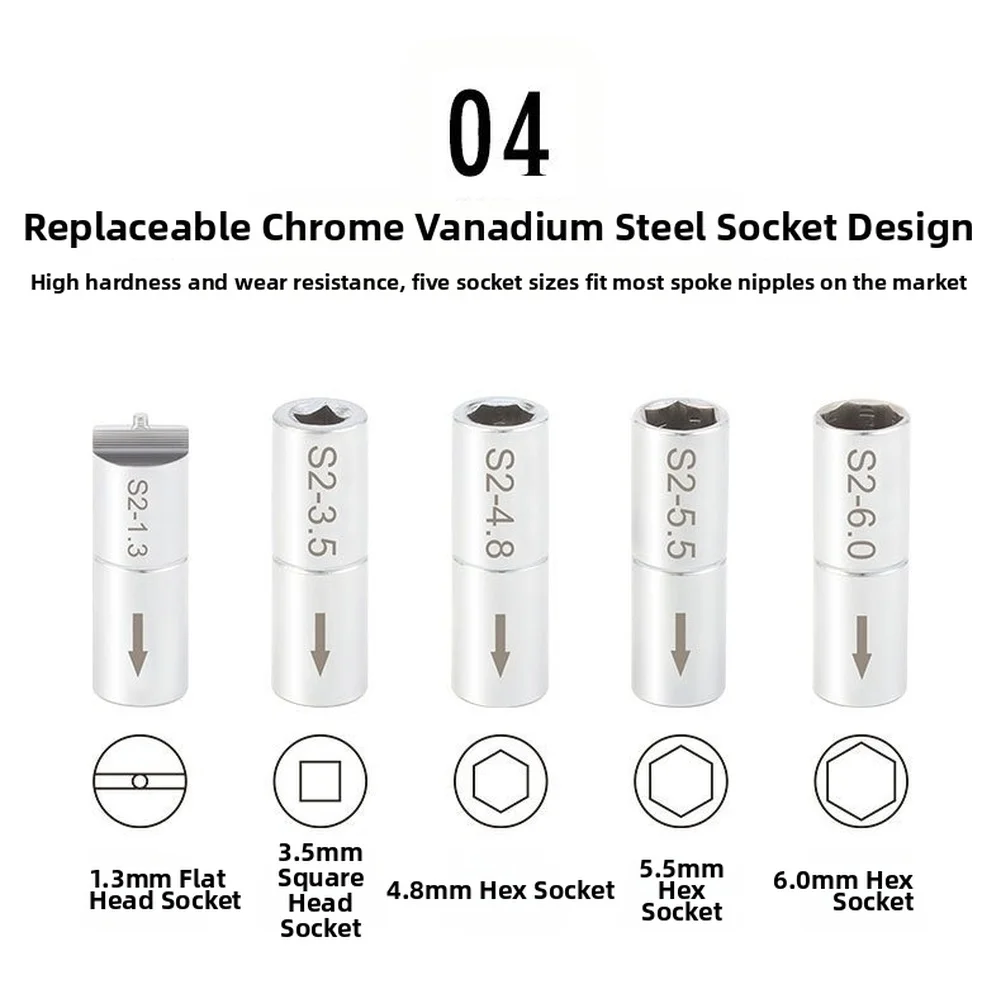 Socket Wrench Set Bicycle Tool Set Chrome Vanadium Steel Construction Dual-Density Handle Extended Shaft Design