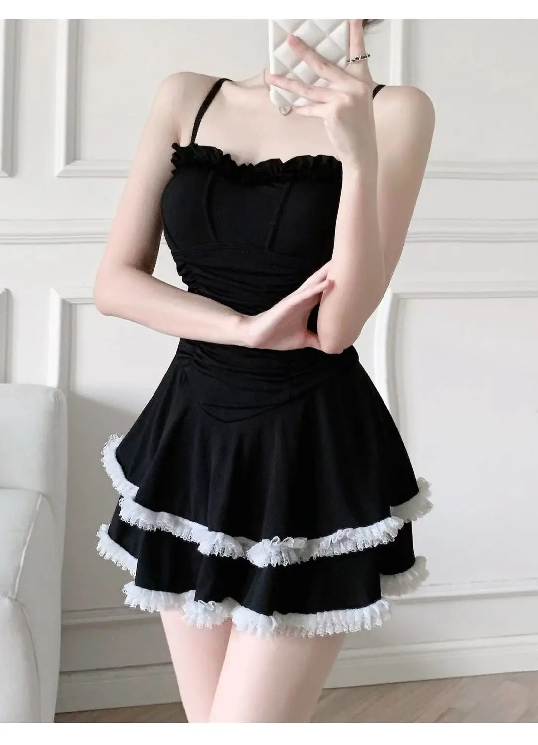 New One-piece Swimsuit All-in-one Suspender Small Fresh Strap Sexy Cute Pure Color Pure Desire
