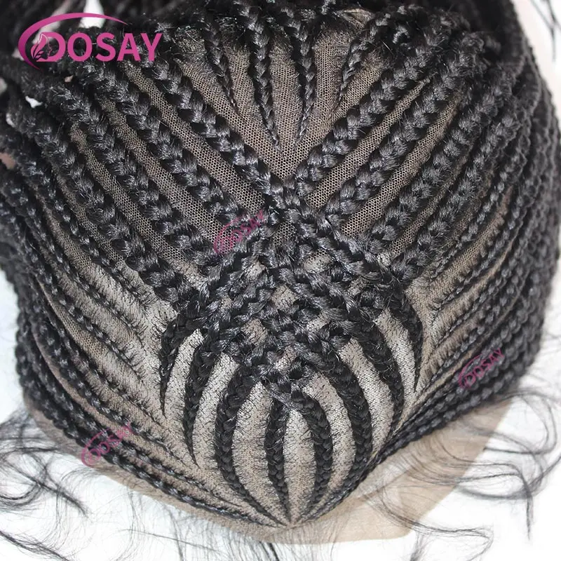 Pelucas trenzadas de encaje sintético de 36 pulgadas para mujeres negras, trenzas en caja sin nudos, peluca Frontal de encaje, peluca trenzada Cornrow, pelucas de imitación