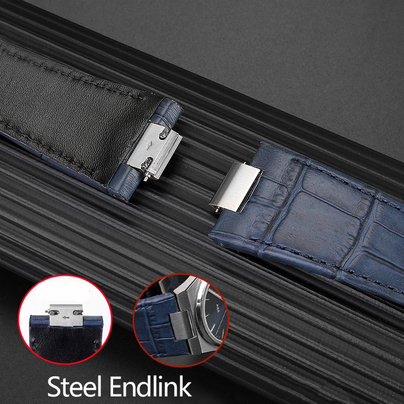 جديد جلد طبيعي مربط الساعة والصلب رابط نهاية ل تيسو PRX سلسلة حزام (استيك) ساعة T137.407/410 سوبر لاعب حزام سوار الأزرق