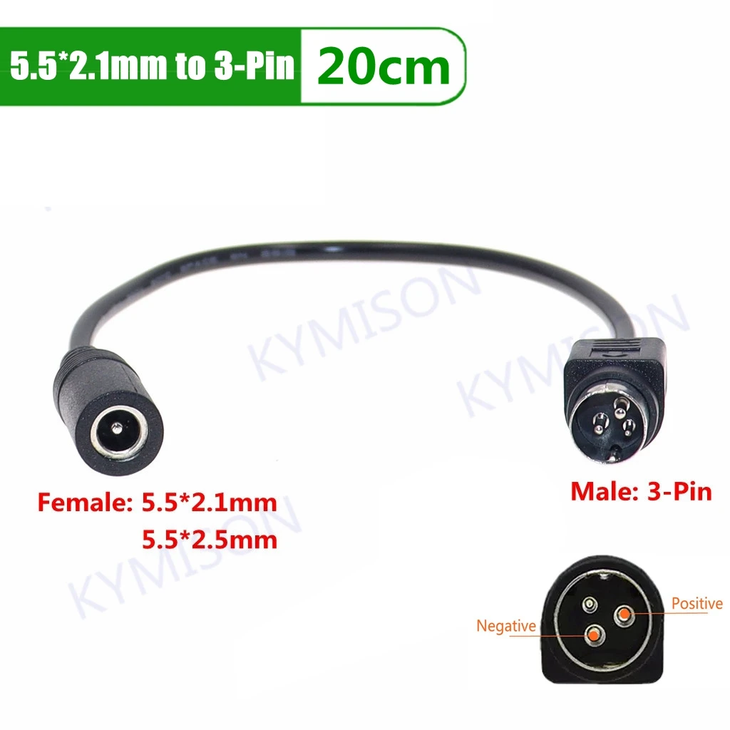 Female 5.5*2.5mm to male 3-Pin / 4-Pin Cable Lead For SATO TG-5011-19V-ES Just a 4-Pin cable For TV LCD VCR power supply