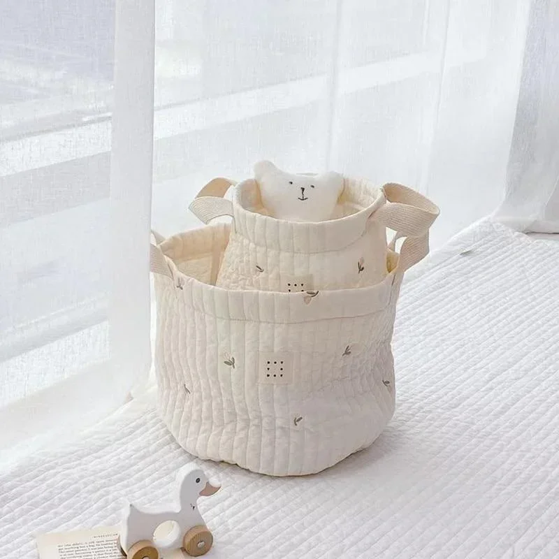 Foldable Laundry Basket Storage Bucket Japanese Cotton Linen Fabric Waterproof Dirty Laundry Toy Storage Basket Dirty Clothes