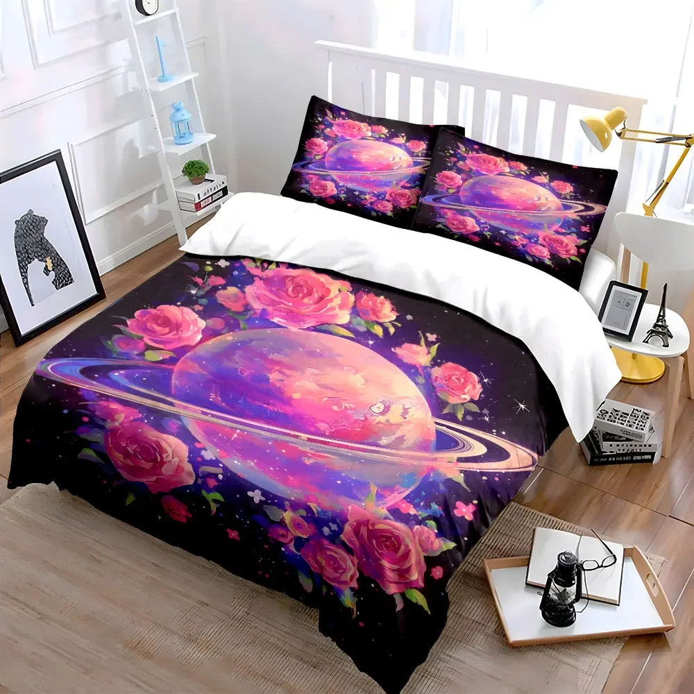 Romantic Galaxy Floral Decor Set Multiple sizes kid's and adults' bedroom Exquisite 3PC bedding set, gift