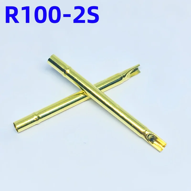 20/100PCS R100-2S Test Pin P100-B1 Receptacle Brass Tube Needle Sleeve Seat Solder Connect Probe Sleeve 29.3mm Outer Dia 1.67mm