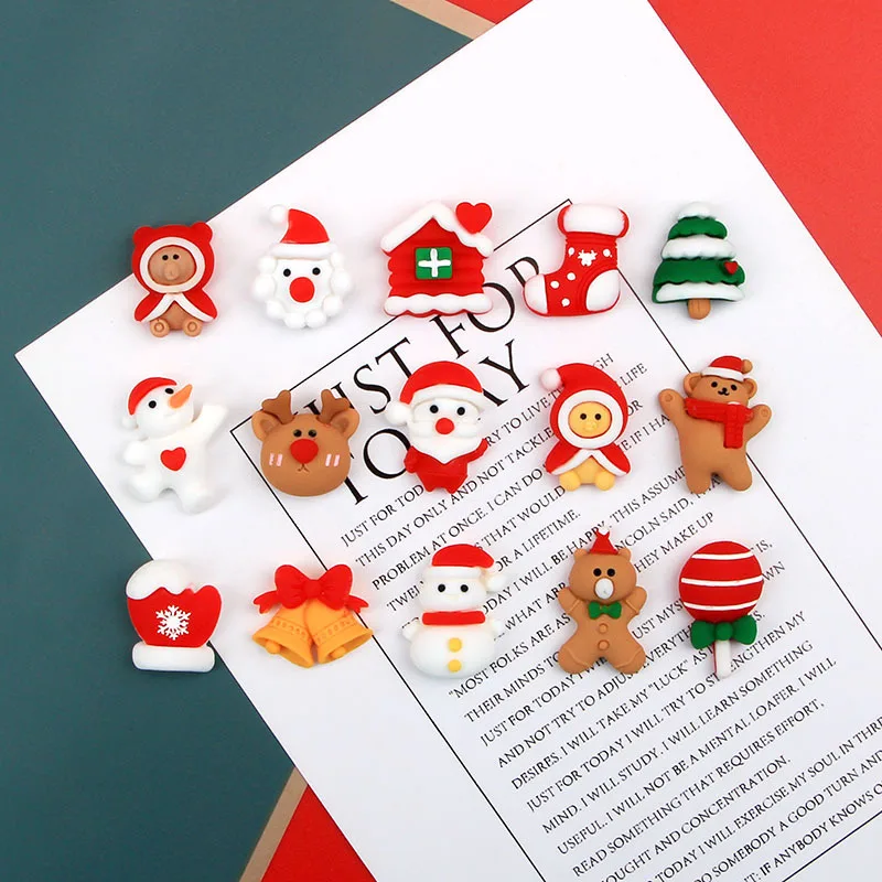 20Pcs Christmas Santa Resin Lovely Flat Back Cabochons Scrapbooking DIY Jewelry Craft Decoration Accessories Jingle Bell Charms