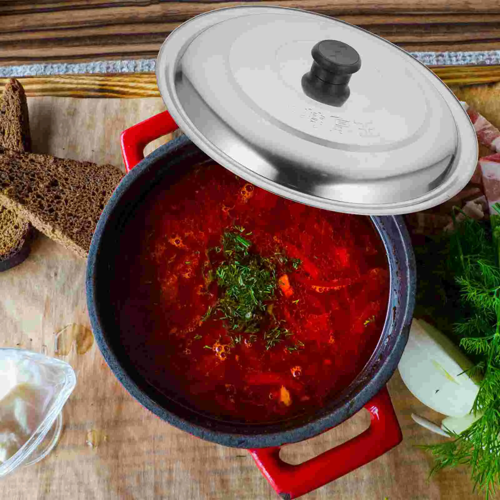 Wok Stainless Steel Pot Lid Home Accessories Kitchen Accessory Supply Griddle Frying Pan with