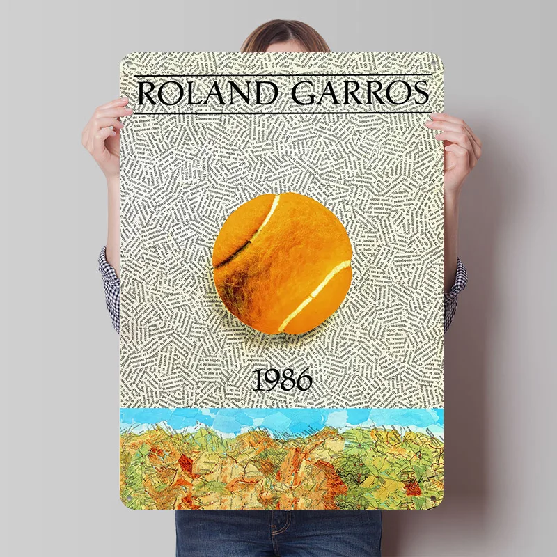 Roland Garros 1986 Tennis Metal Poster Custom Wall Art Retro Vintage Tinplate Signs for Man Cave Decoration Bedroom Home Decor