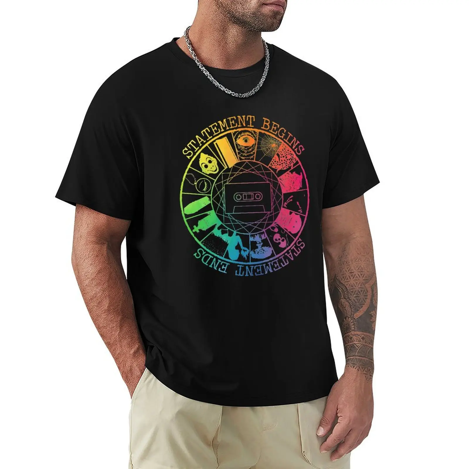 

STATEMENT BEGINS OR STATEMENT ENDS RAINBOW COLOR T-shirt plus sizes anime workout shirts for men