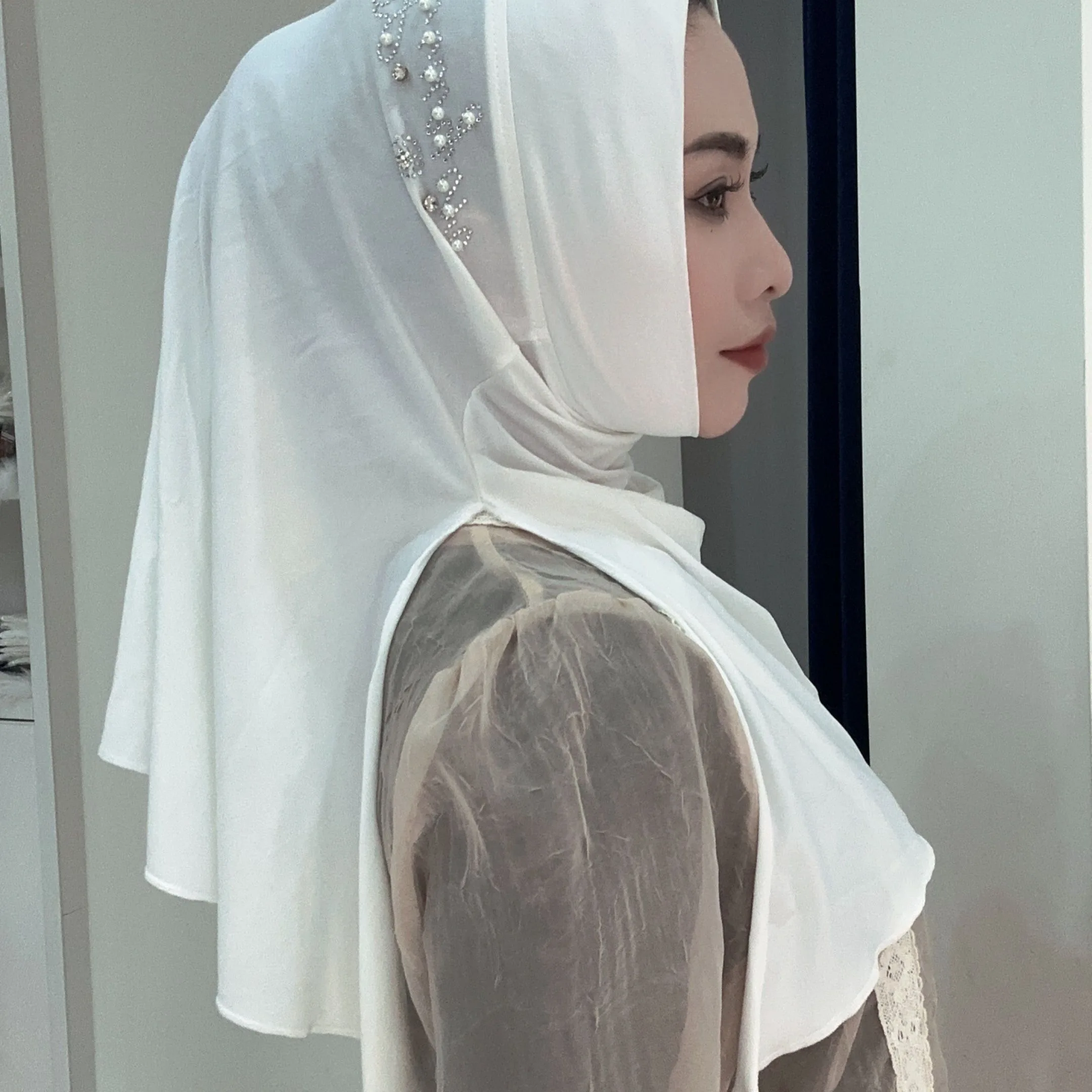 Side Slit Easy Instant Head Wears Muslem Worship Hijab Turban