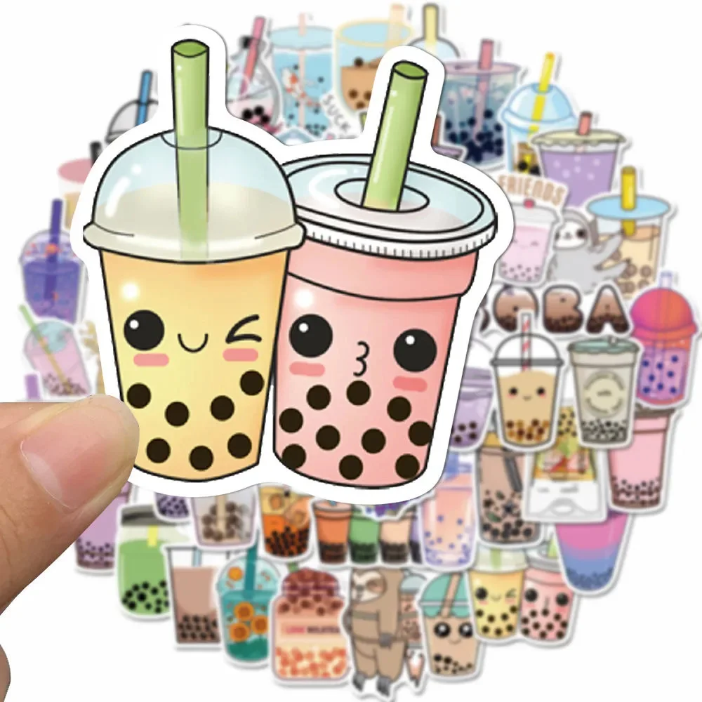 10/30/50pcs Cute Pearl Milk Tea Stickers Bubble Tea Drink Cartoon Decals for Kid DIY Laptop Water Bottle Kawaii Sticker Toy Gift