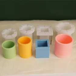 Internal Burning Cup Candle Mold DIY Cylindrical Hollow Square Candle Mould PC Material Hollow Windproof Candle Molds