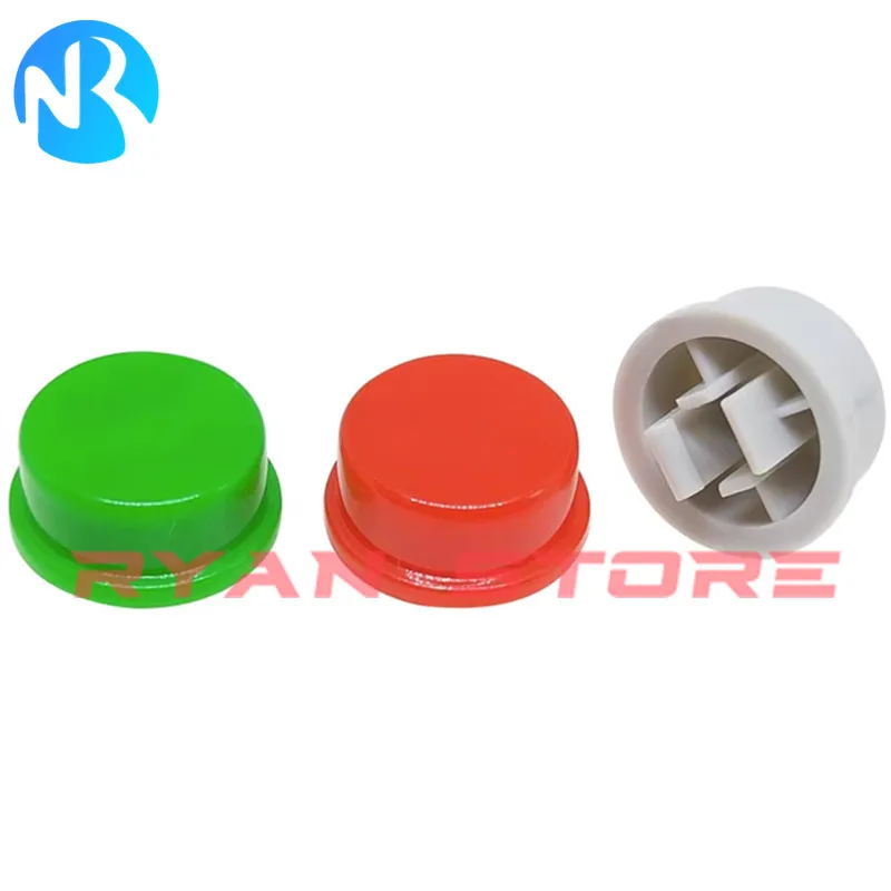 100PCS A24 Round Button Tactile Push Button Switch Cap For 12*12*7.3 Switch B3F-4055 12X12 B3F Red black white yellow green