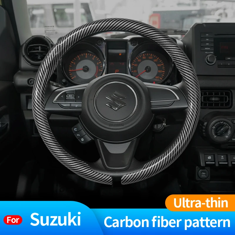 

For Suzuki S-Cross Swift SX4 Vitara Jimny Grand-Vitara Baleno Ciaz Carbon Fiber Suede Car Steering Wheel Cover Auto Accessories